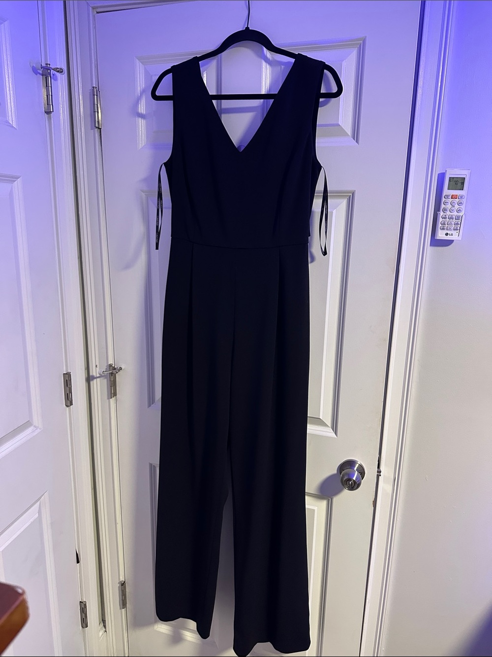 Calvin Klein Black V-Neck Wide-Leg Jumpsuit